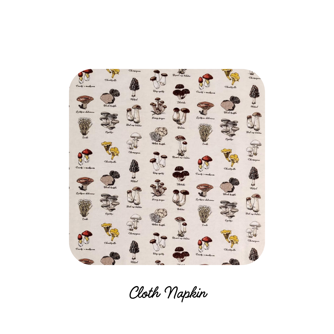 Cloth Napkins -- Scientific Mushrooms (Preorder)