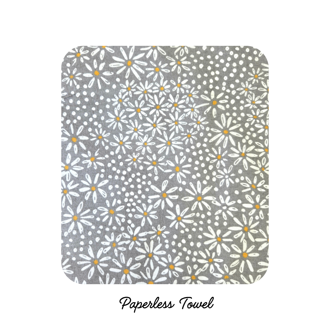 NEW! Reusable Paper less Towels - Gray Daisies (PREORDER)
