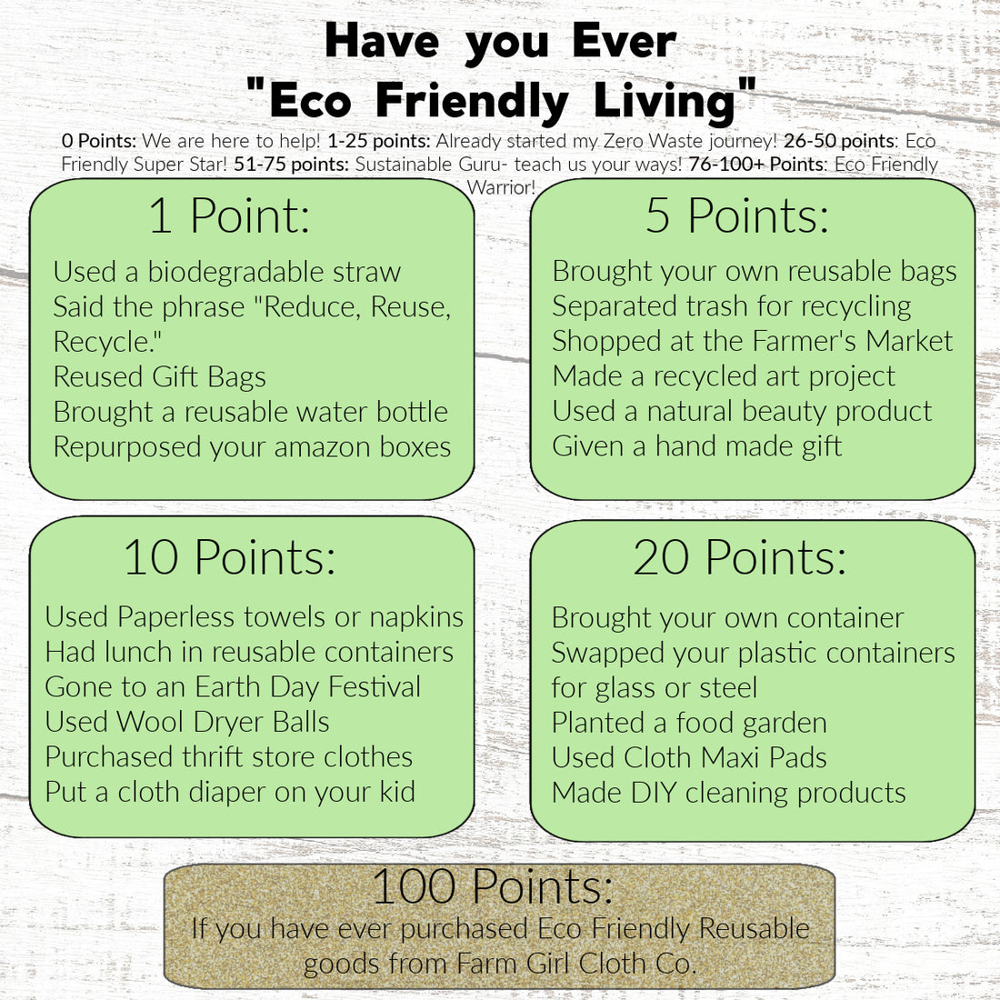 Have You Ever... The Eco Friendly Living Version