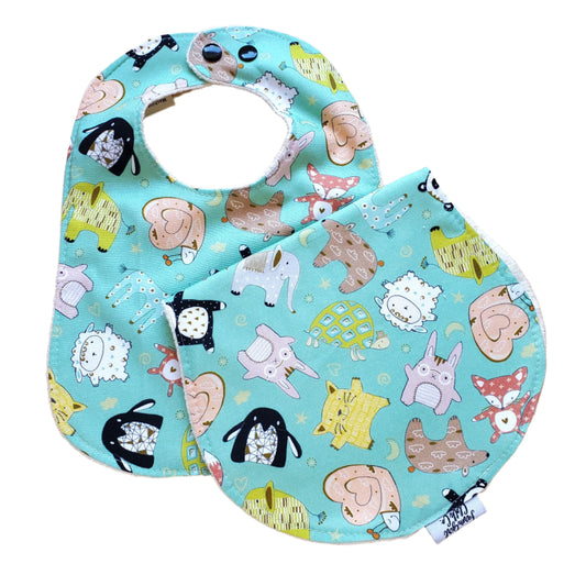 Baby Bib + Burp Cloth Set with Organic Hemp Fleece (custom order only)
