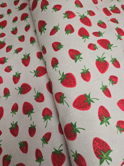 Cloth Napkins | Strawberries on Pink Dots