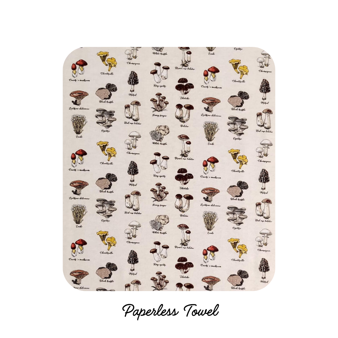NEW! Reusable Paper less Towels -- Scientific Mushrooms (preorder)