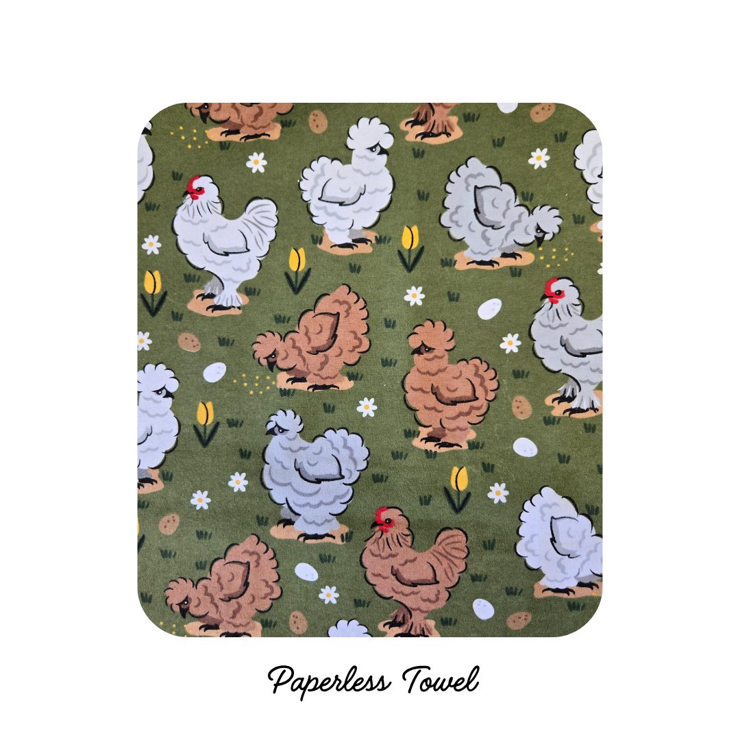 NEW! Reusable Paper less Towels -- Fancy Chickens (preorder)