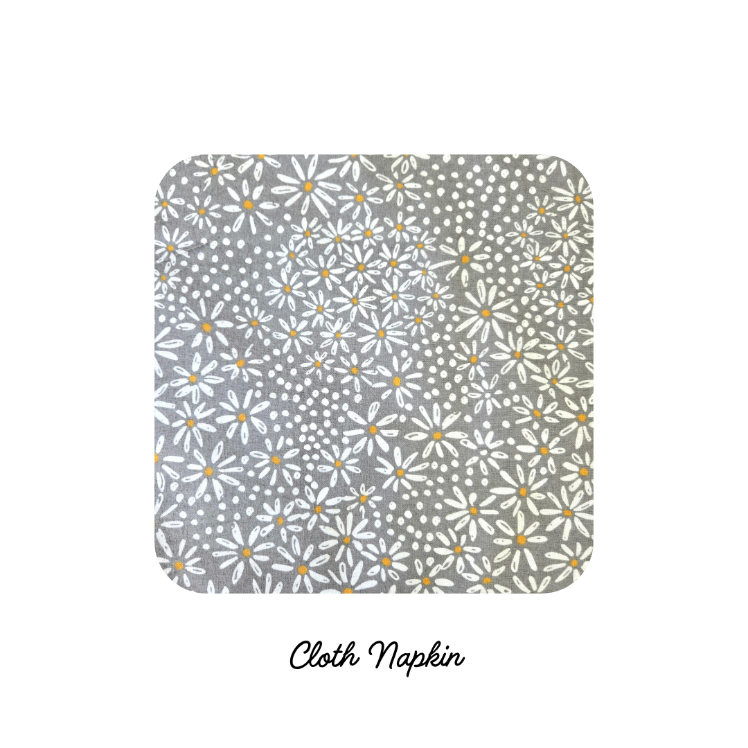 Cloth Napkins - Gray Daisies (Preorder)