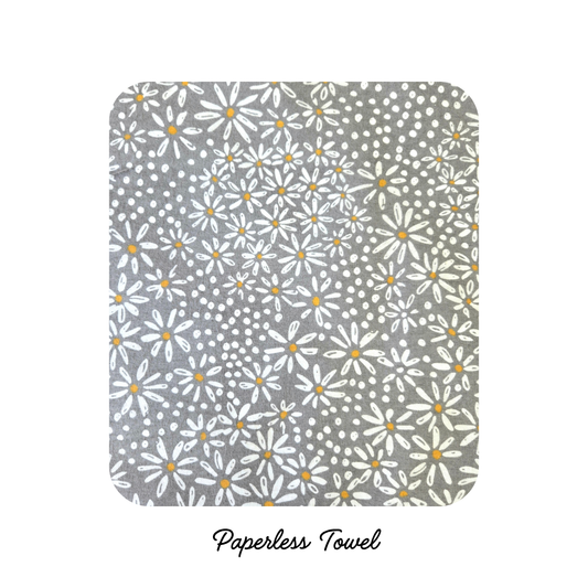 NEW! Reusable Paper less Towels - Gray Daisies (PREORDER)
