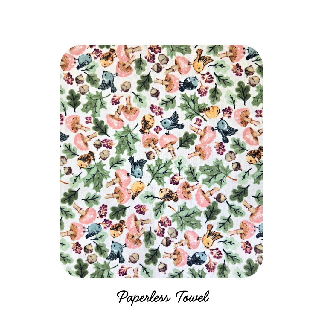 NEW! Reusable Paper less Towels - Birds and Mushrooms (PREORDER)