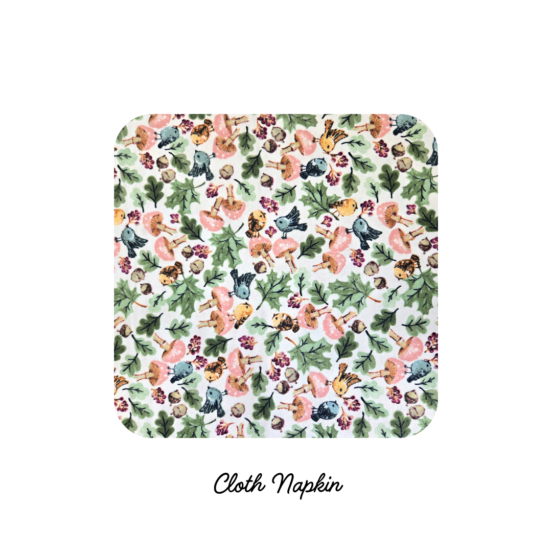 Cloth Napkins - Birds and Mushrooms (Preorder)