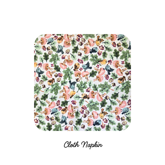 Cloth Napkins - Birds and Mushrooms (Preorder)