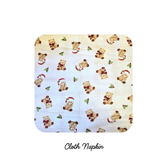Cloth Napkins - Holiday Teddy Bears
