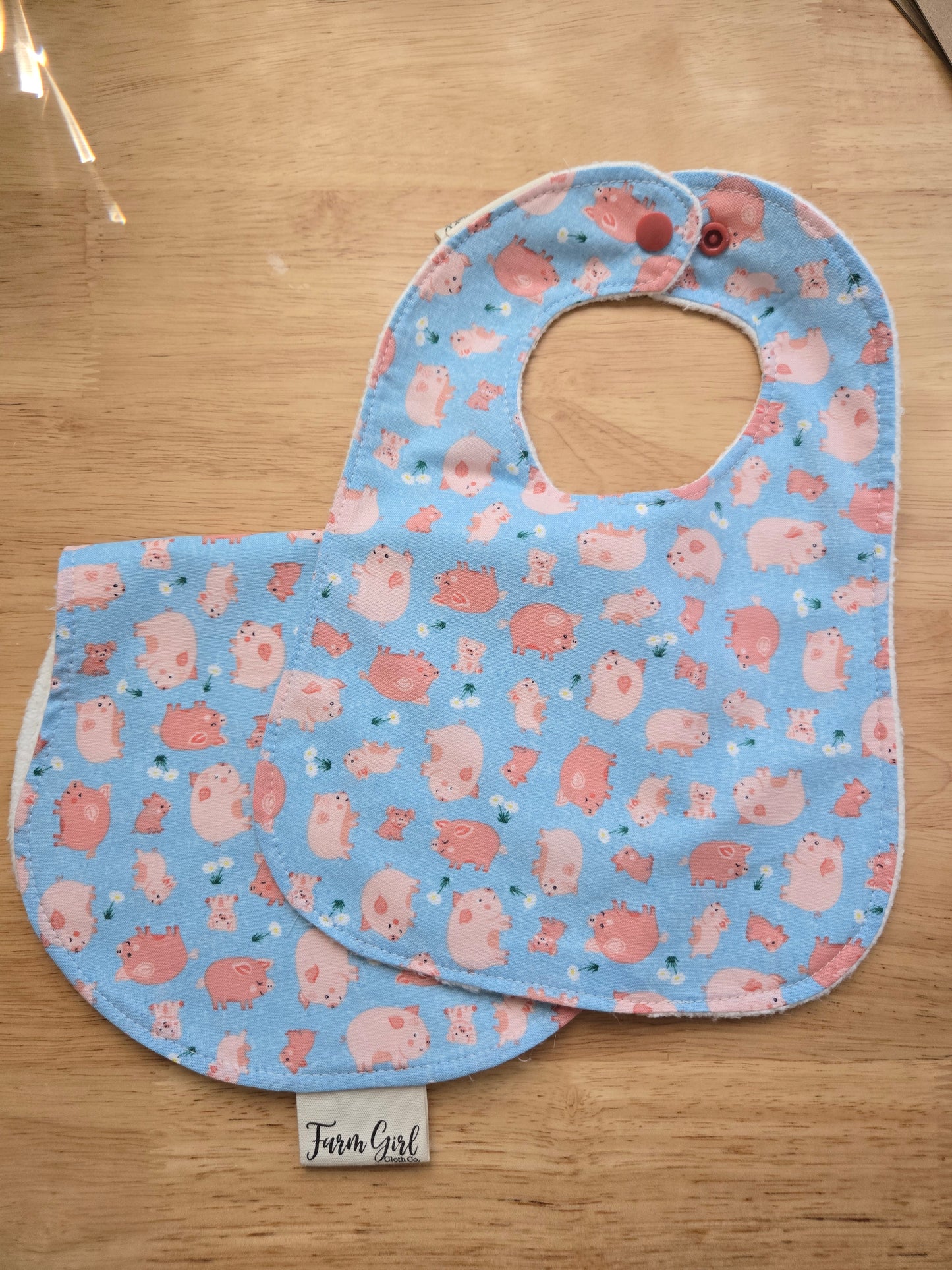 Baby Bib + Burp Cloth Set with Organic Hemp Fleece (custom order only) O