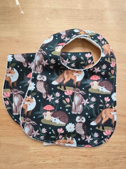 Baby Bib + Burp Cloth Set with Organic Hemp Fleece (custom order only) O