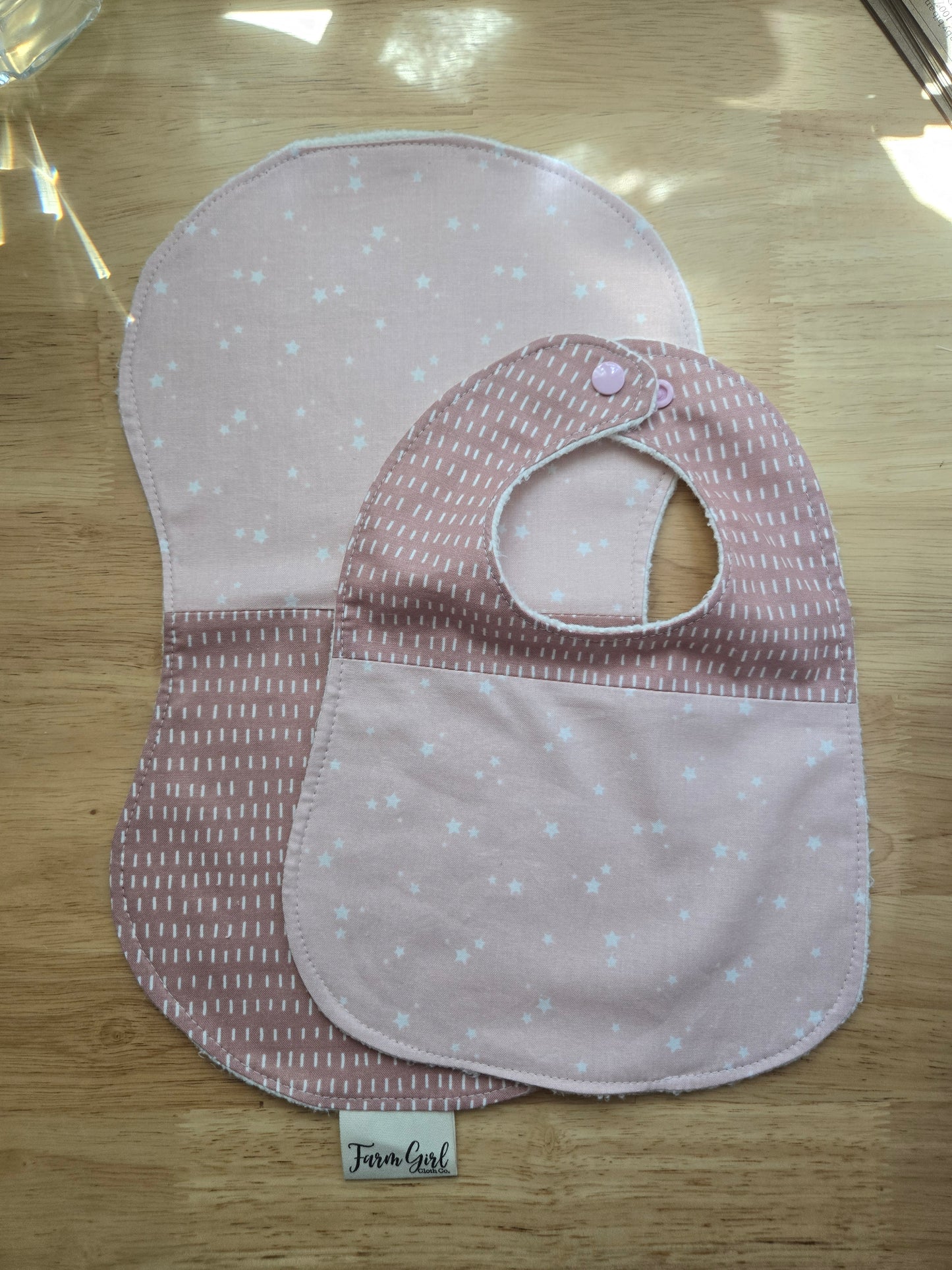 Baby Bib + Burp Cloth Set with Organic Hemp Fleece (custom order only) O